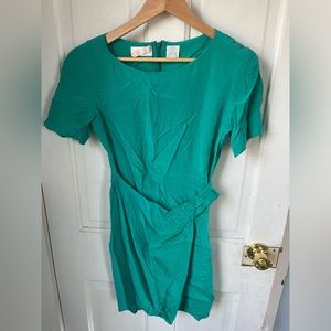 Vintage green silk Liz Clairborne side belt dress size 4